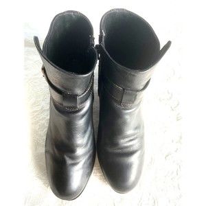 BOC BORN CONCEPT Leather  Women's Size 9 Black Buckle Chunky Heel Ankle Boots